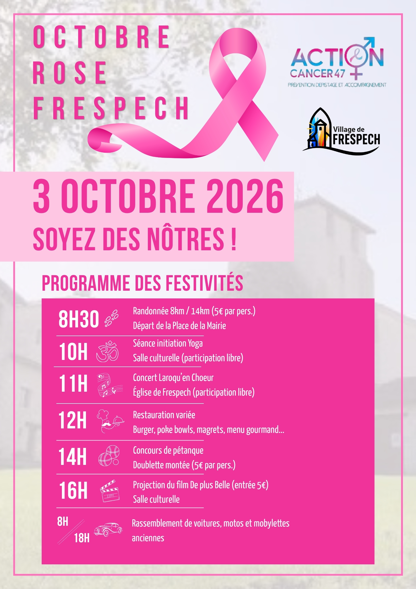 Programme d'Octobre Rose 2026 de Frespech