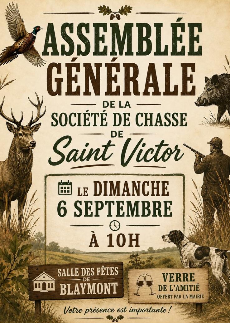 Assemblée générale de la société de chasse de Saint-Victor